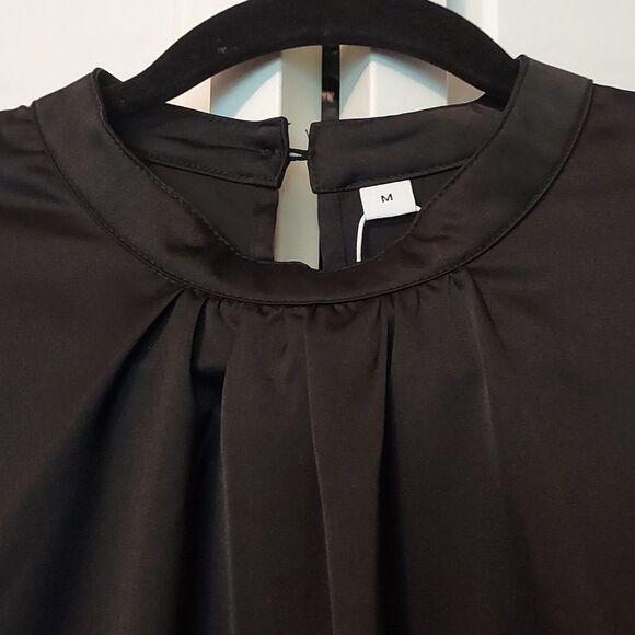 Black lightweight boho dress tunic short-sleeved little black dress size… - Picture 2 of 8